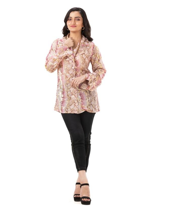 Bedazzle Foil Print Shirt