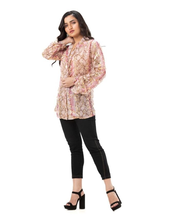 Bedazzle Foil Print Shirt