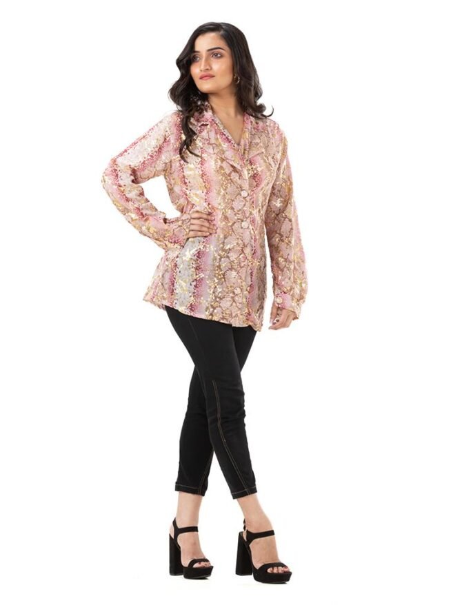 Bedazzle Foil Print Shirt