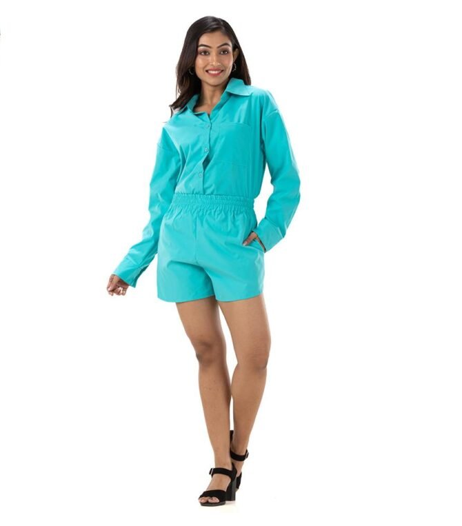Collared Shirt with Shorts Set
