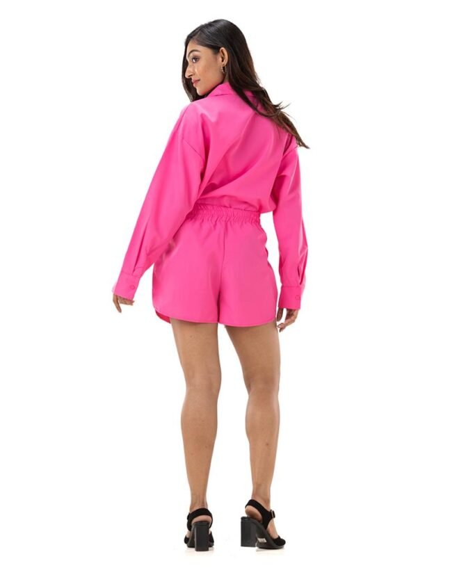 Collared Shirt with Shorts Set
