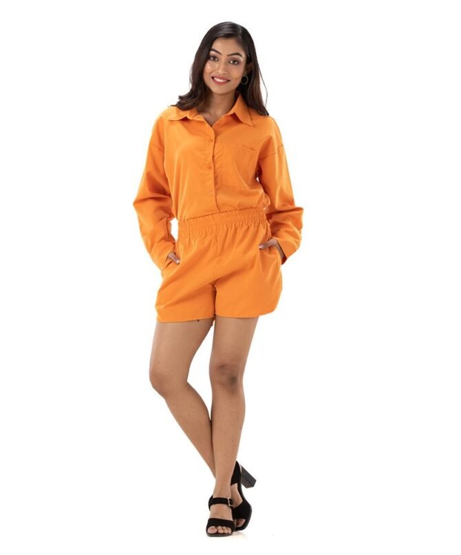 Collared Shirt with Shorts Set