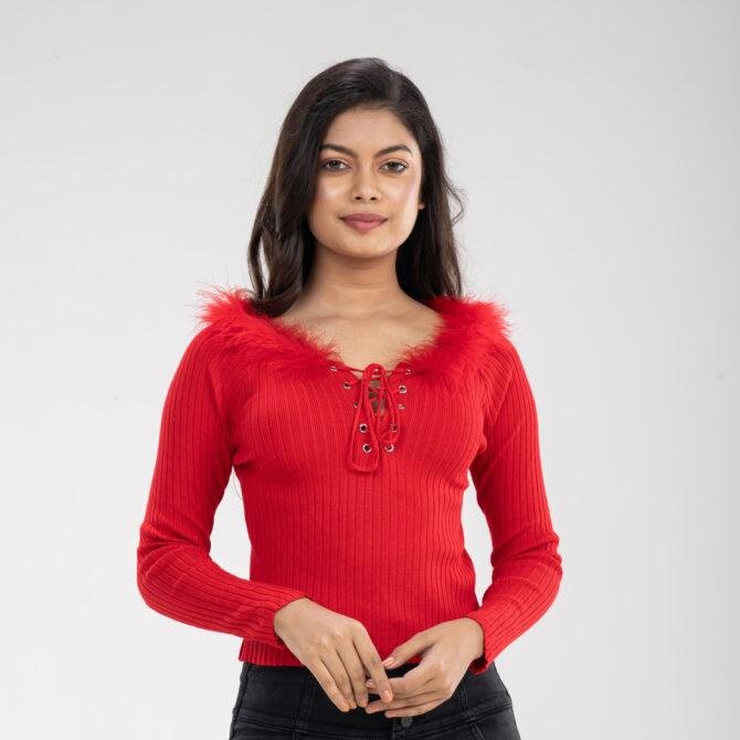 Cross Tie Fur Top