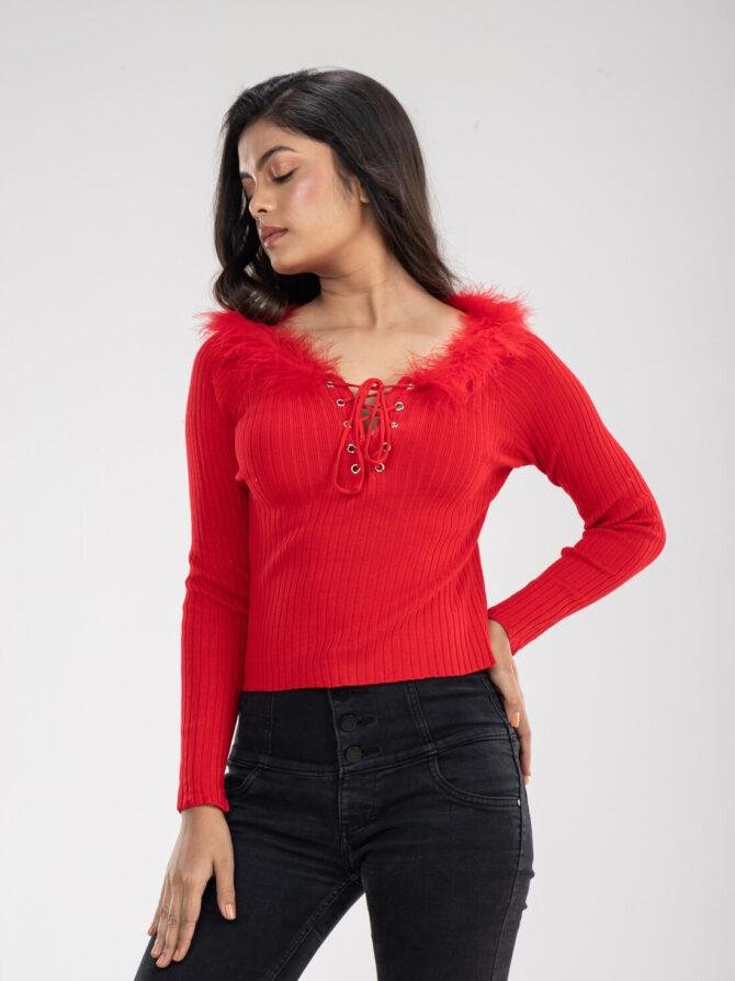 Cross Tie Fur Top