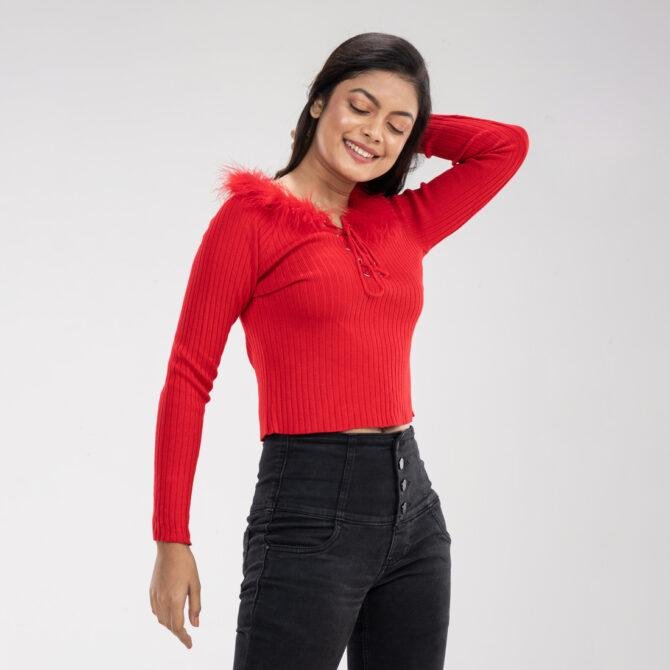 Cross Tie Fur Top