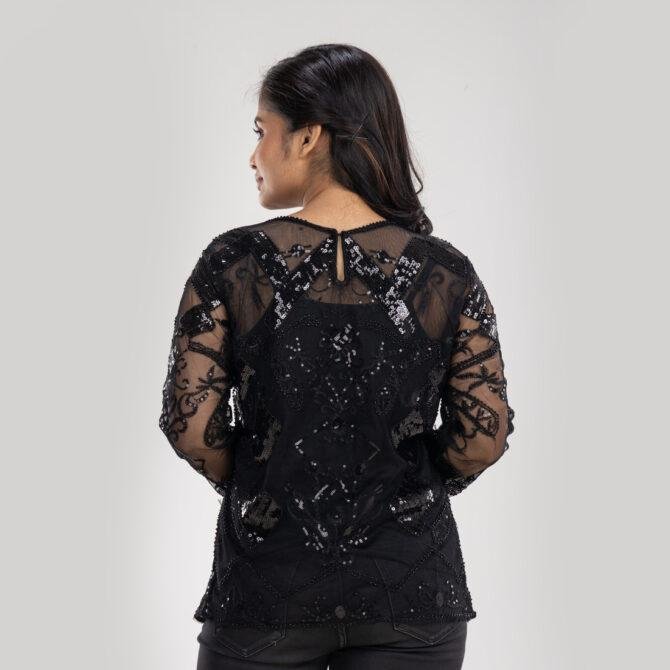 Diana Heavy Sequin Embroidered Party Top