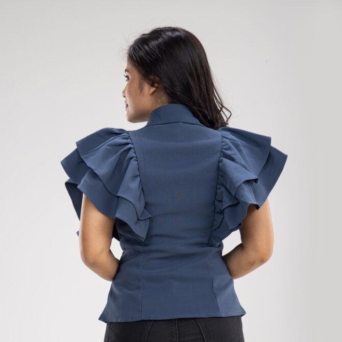 Double Breasted Ruffle Sleeve Top