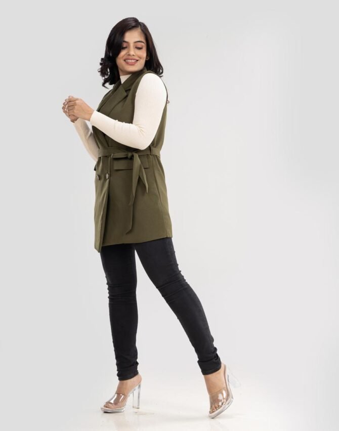 Double Buttoned Belted Dress