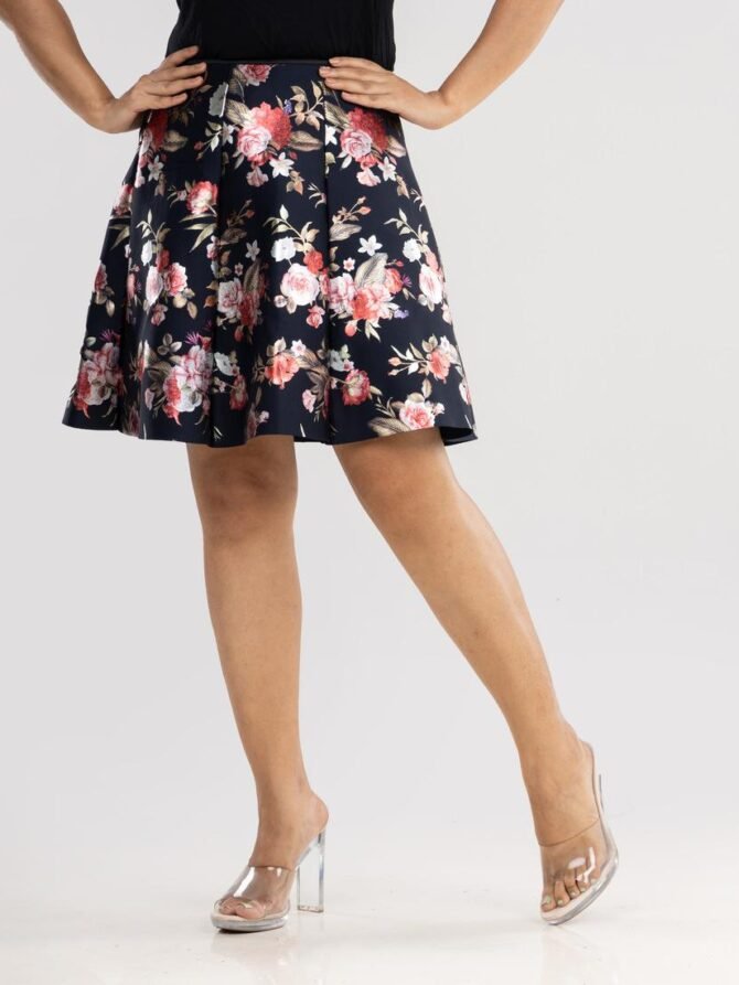 Foil Print Short Skirt