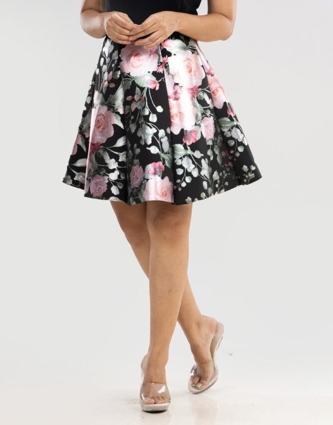 Foil Print Short Skirt