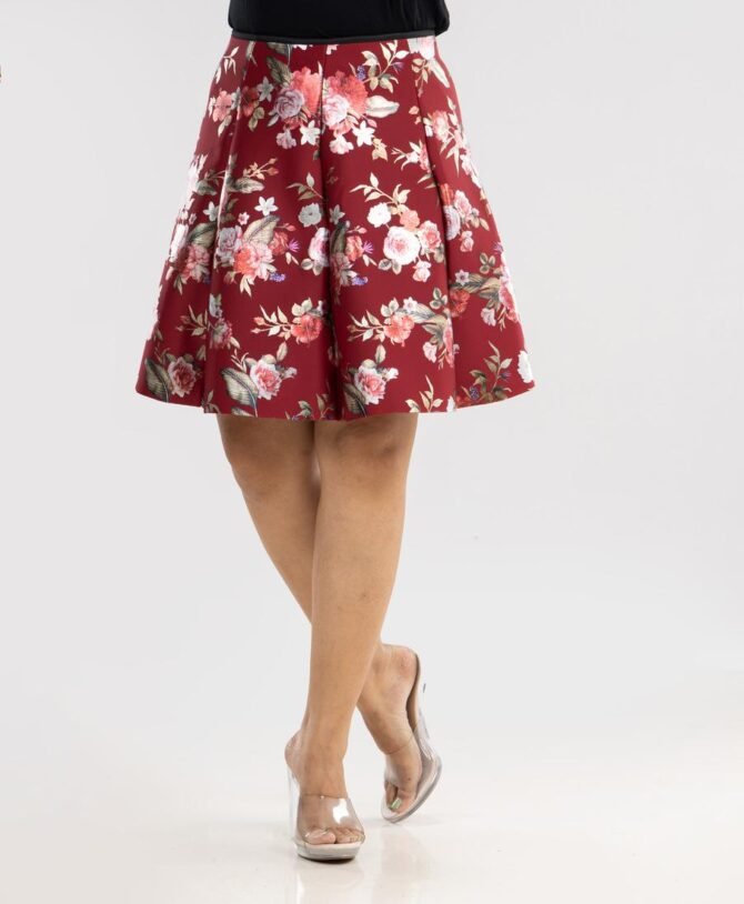 Foil Print Short Skirt