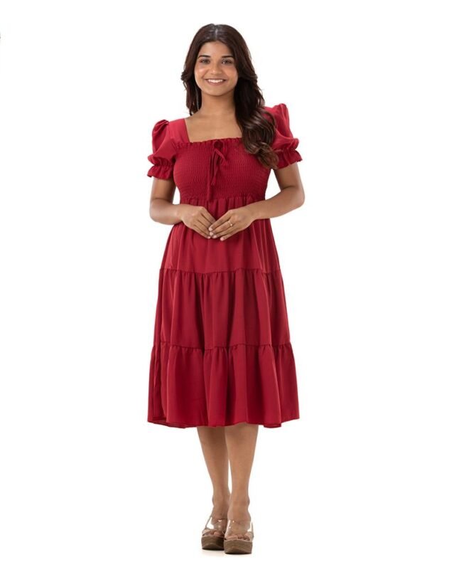 Short Sleeve Square Neck Dress