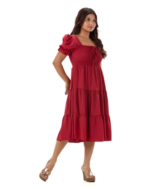 Short Sleeve Square Neck Dress