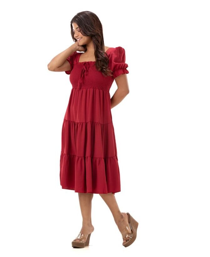 Short Sleeve Square Neck Dress
