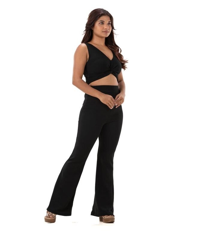 Knotted Crop Top with Flared Pants