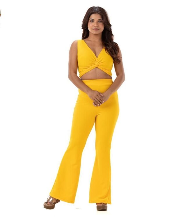 Knotted Crop Top with Flared Pants