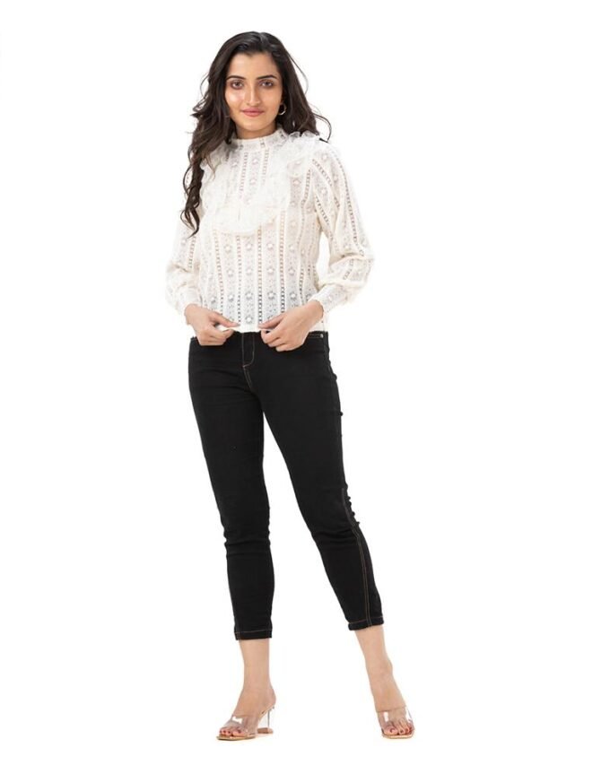 Lillian high neck Lace Top