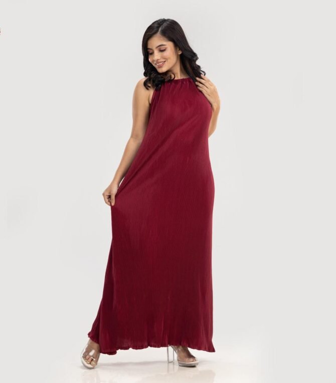 Miriam Pleated Halter Gown