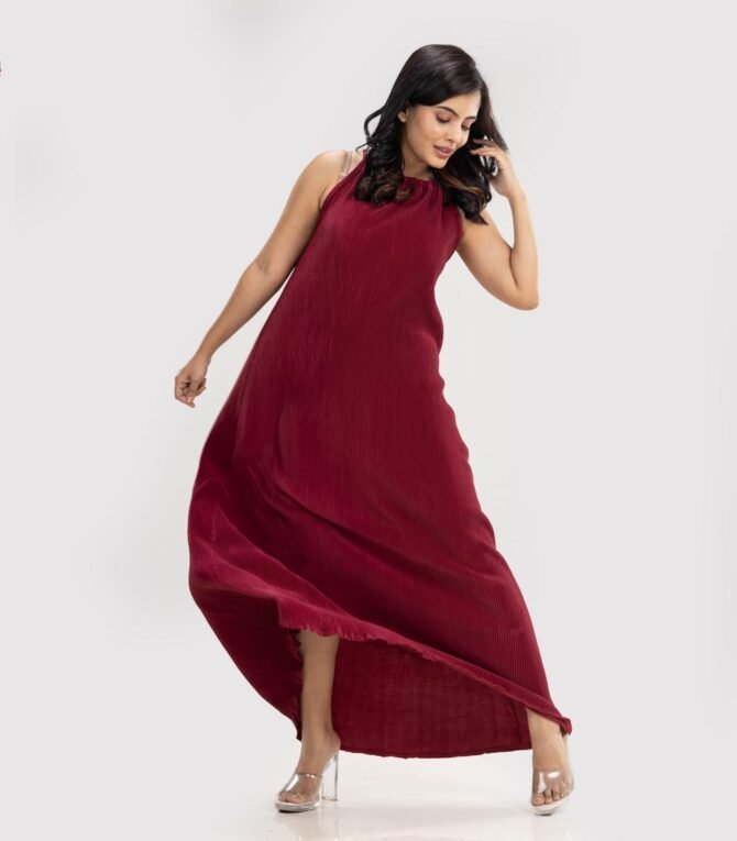 Miriam Pleated Halter Gown