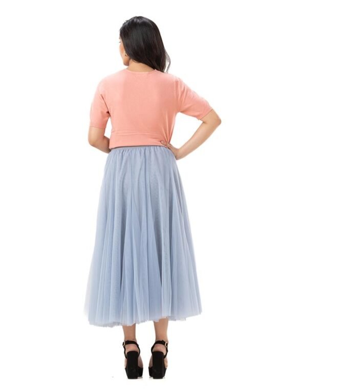 Pleated Midi Flared Skirt