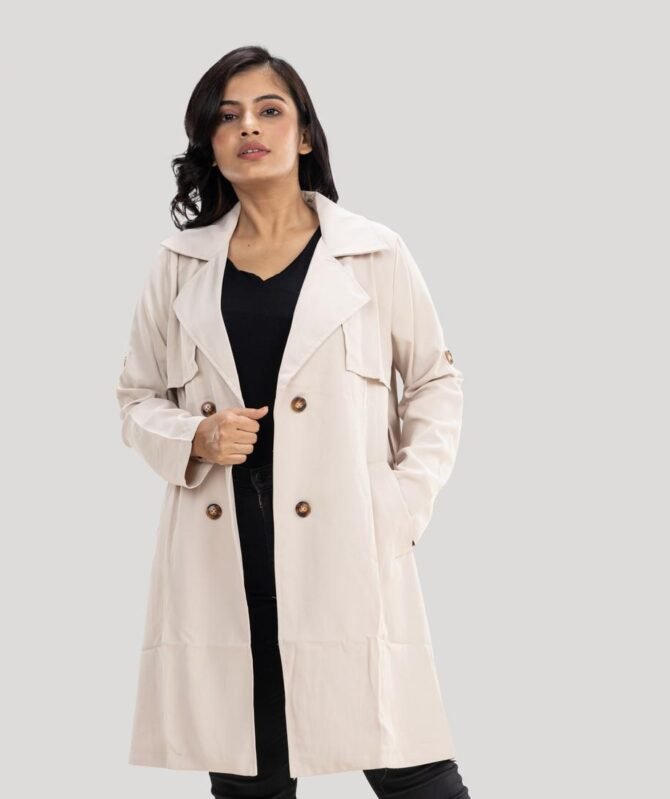Poly Plain Spready Collar Coat