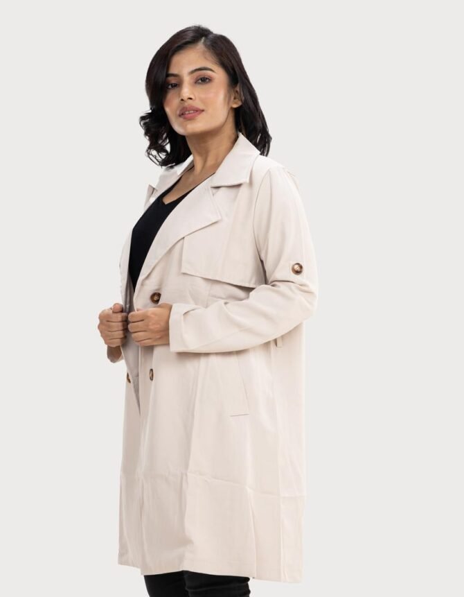 Poly Plain Spready Collar Coat