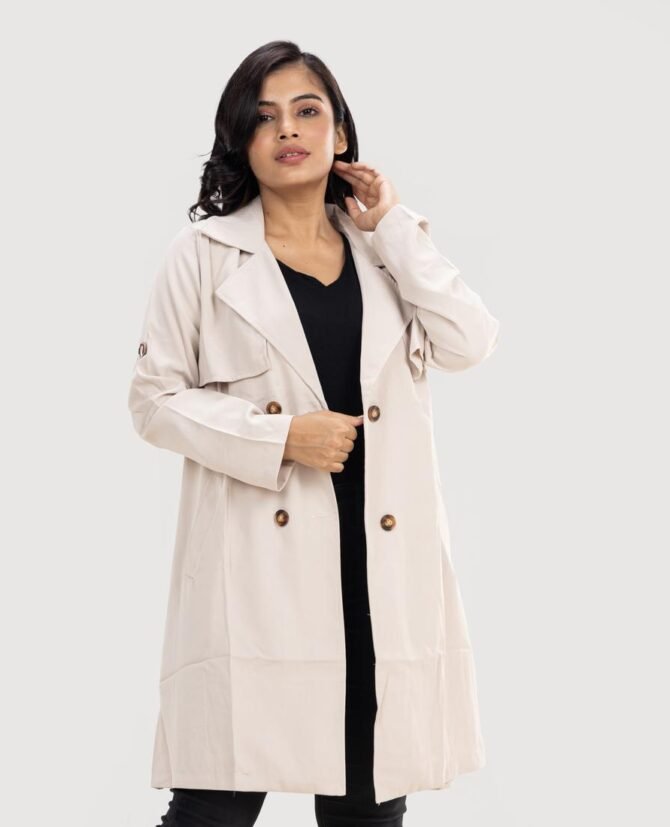 Poly Plain Spready Collar Coat
