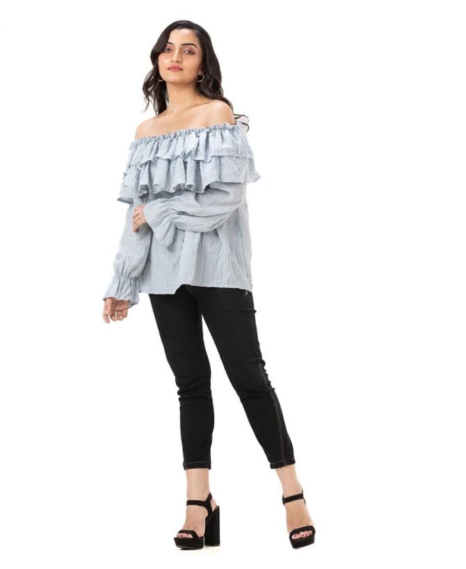 Ruffle Boat Shoulder Top