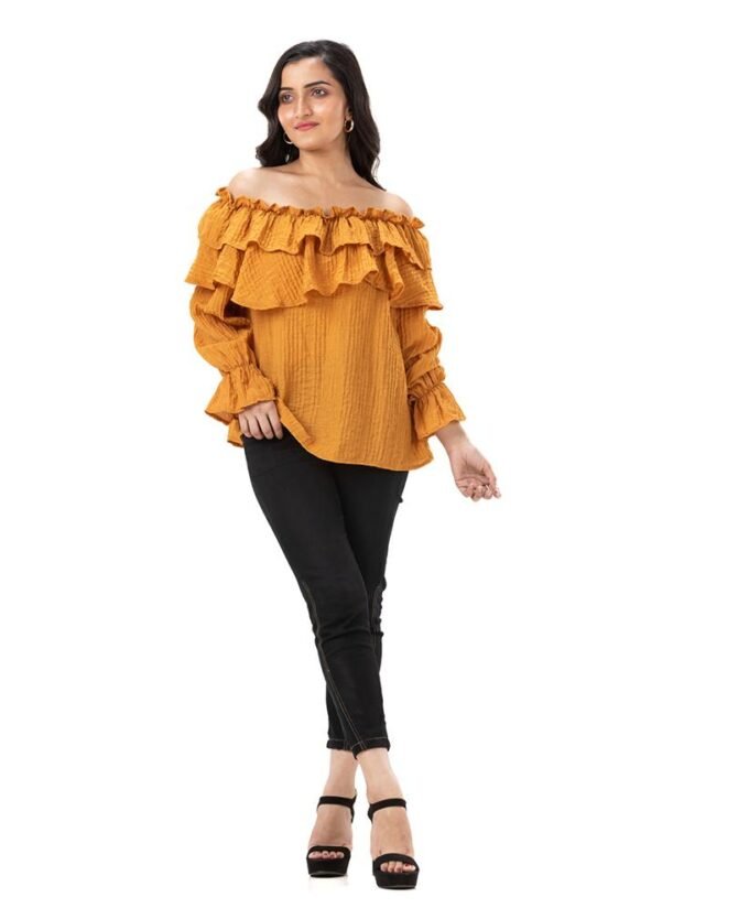 Ruffle Boat Shoulder Top