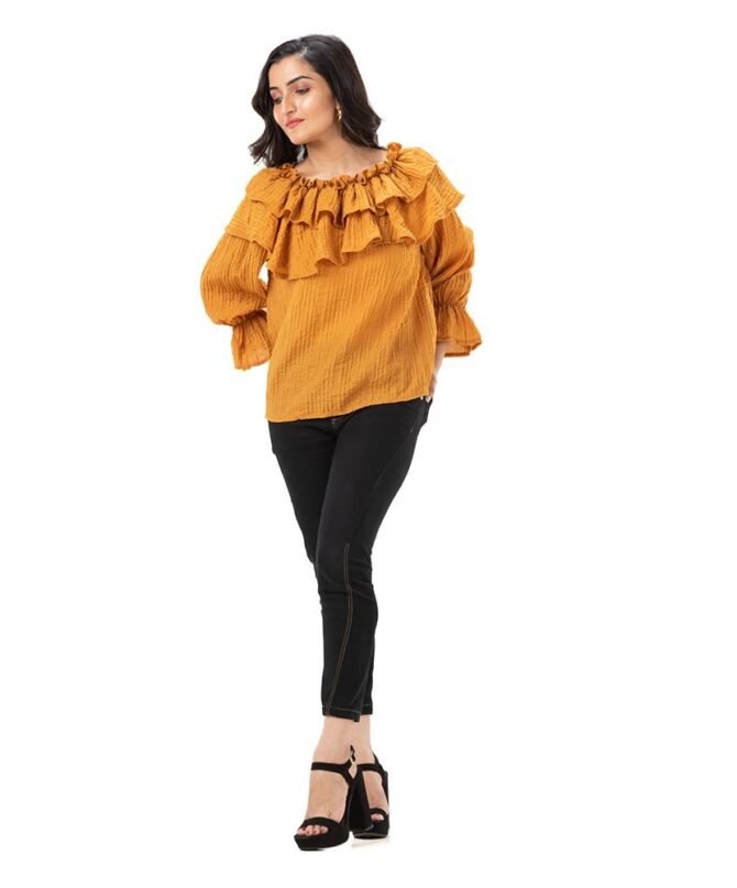 Ruffle Boat Shoulder Top