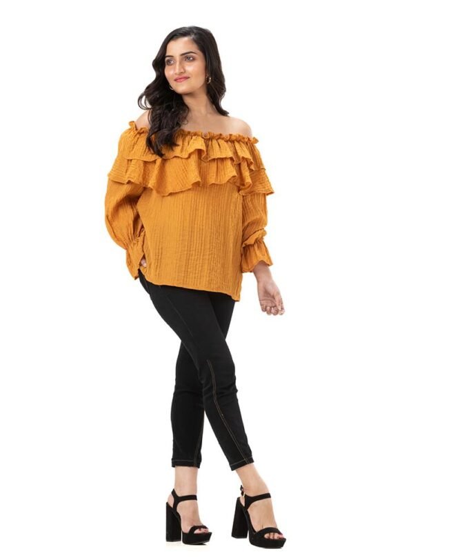 Ruffle Boat Shoulder Top