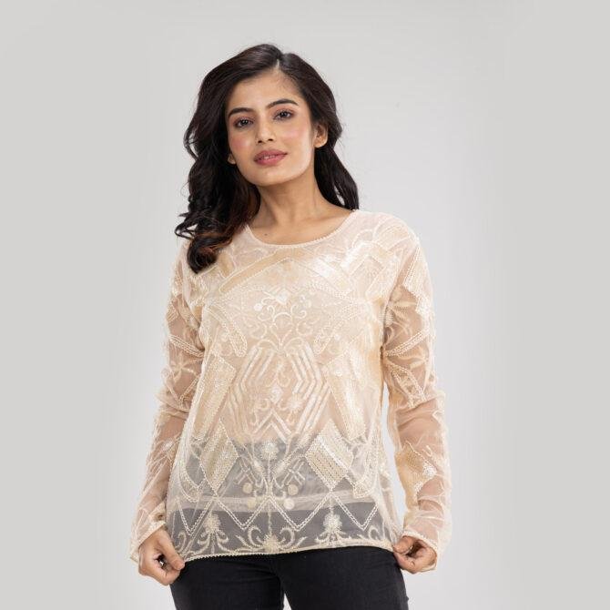 Sylvia Heavy Sequin Embroidered Party Top