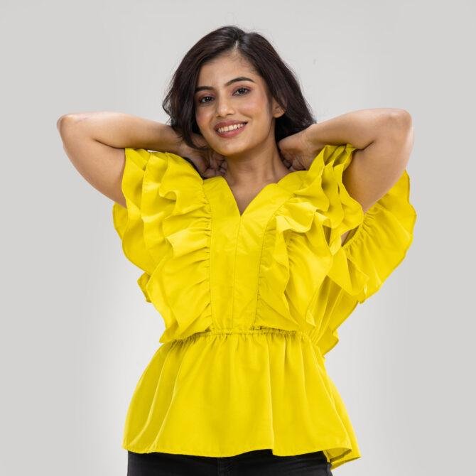 V Neck Ruffle Top