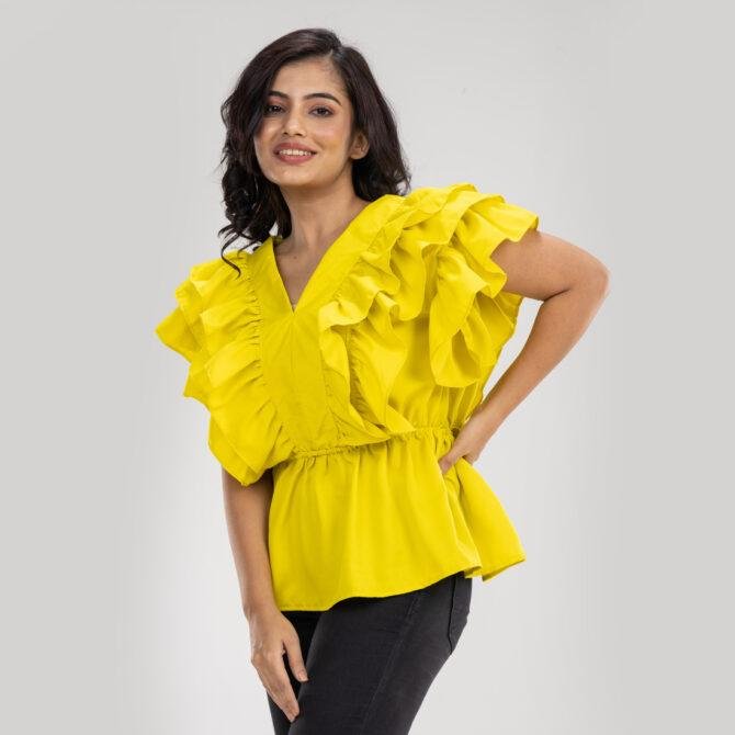V Neck Ruffle Top