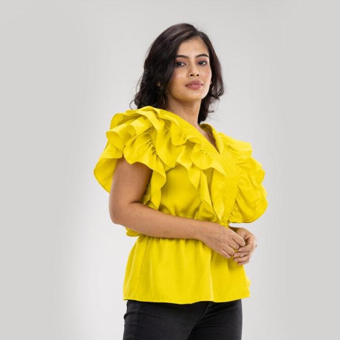 V Neck Ruffle Top