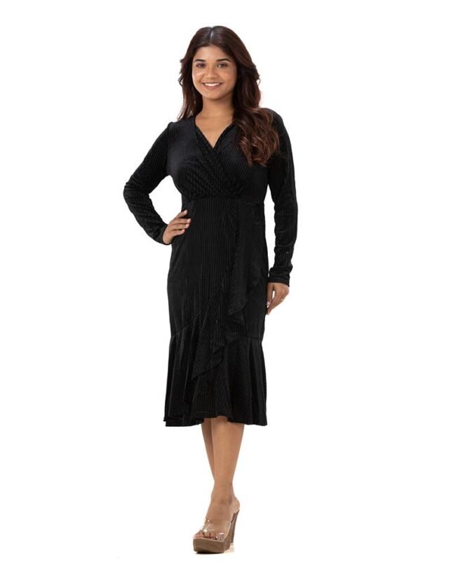 Velvet V Neck Dress