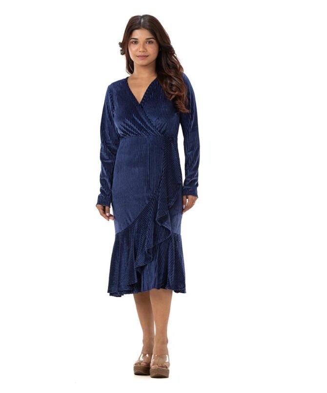 Velvet V Neck Dress