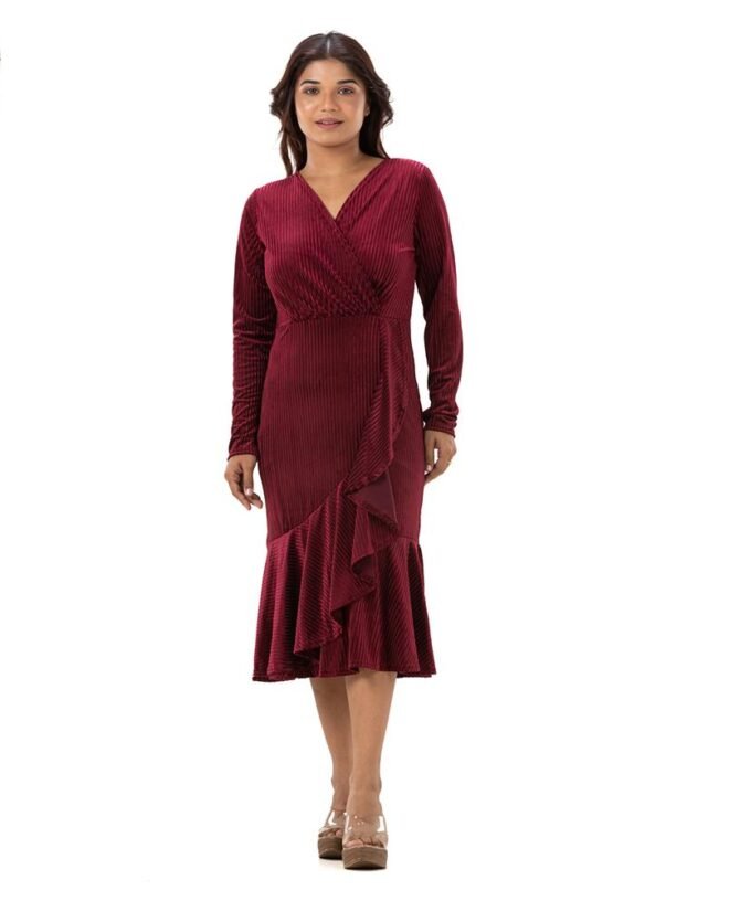 Velvet V Neck Dress