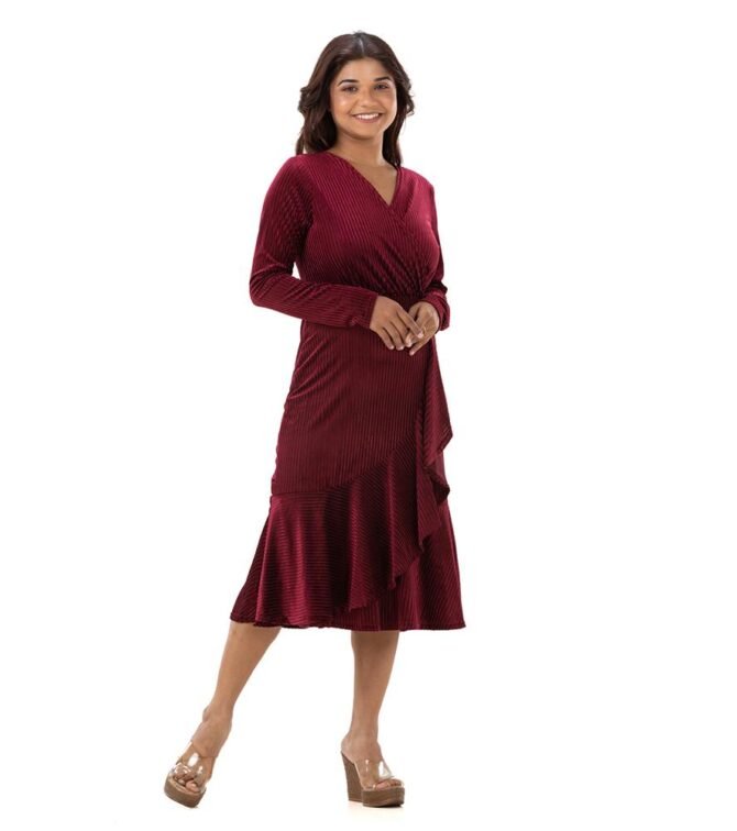 Velvet V Neck Dress