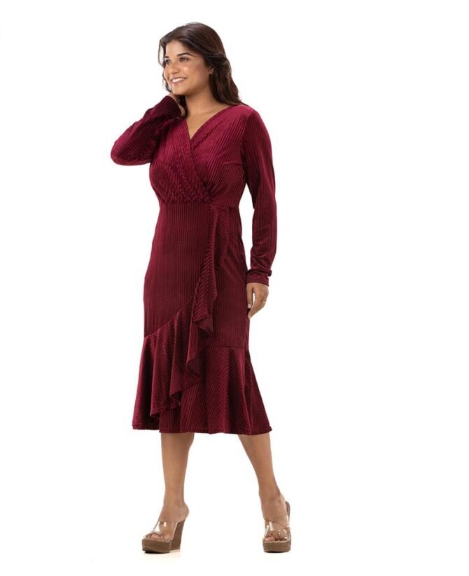 Velvet V Neck Dress
