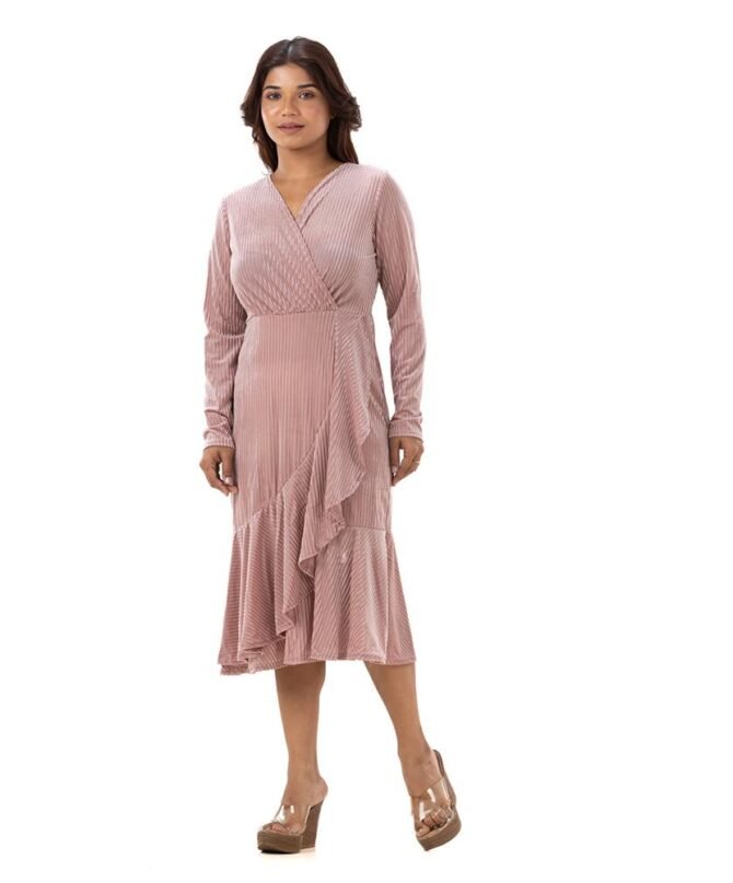 Velvet V Neck Dress